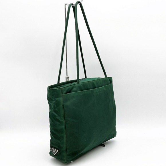 PRADA tote bag shoulder nylon logo plate green ladies men unisex - Picture 3 of 10